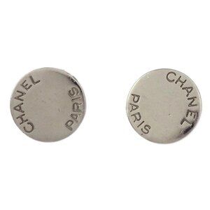 Chanel Button Pierced Earrings Silver 98P 117052